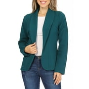 MOA COLLECTION Women's Casual Lightweight Blazer Jacket-Long Sleeves Open Front