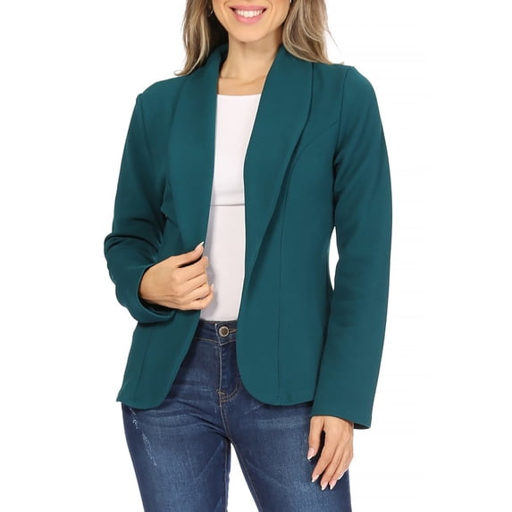 Women's Casual Long Sleeve Open Front Fitted Blazer Jacket Lightweight Office Style