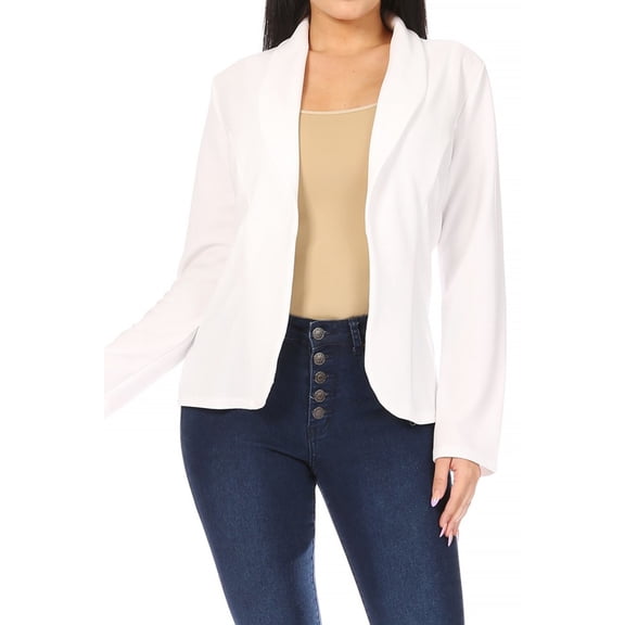 MOA COLLECTION Women's Casual Lightweight Blazer Jacket-Long Sleeves Open Front