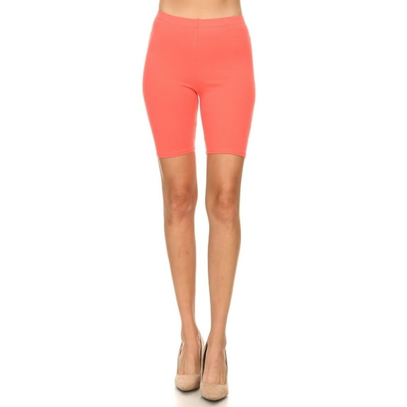 MOA COLLECTION Women's Casual Slim Fit High Waist Comfy Stretch Elastic Waistband Biker Shorts