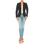 FASHIONSTREAM MOA COLLECTION Women's Casual Solid Office Work Wear Long Sleeve Fitted Open Front Blazer Jacket