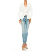 FashionStream Womens Plus Size Layered Long Sleeve Open Front Blazer