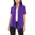 thumbnail image 1 of MOA COLLECTION Women's Casual Solid Short Sleeve Basic Open Draped Front Cardigan Office Wear, 1 of 5
