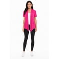 thumbnail image 1 of Women's Casual Solid Short Sleeve Basic Open Draped Front Cardigan Office Wear Hot Pink 3XL, 1 of 7