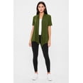 thumbnail image 1 of MOA COLLECTION Women's Casual Solid Short Sleeve Basic Open Draped Front Cardigan Office Wear, 1 of 6