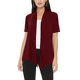 thumbnail image 1 of Women's Casual Solid Short Sleeve Basic Open Draped Front Cardigan Office Wear, 1 of 6
