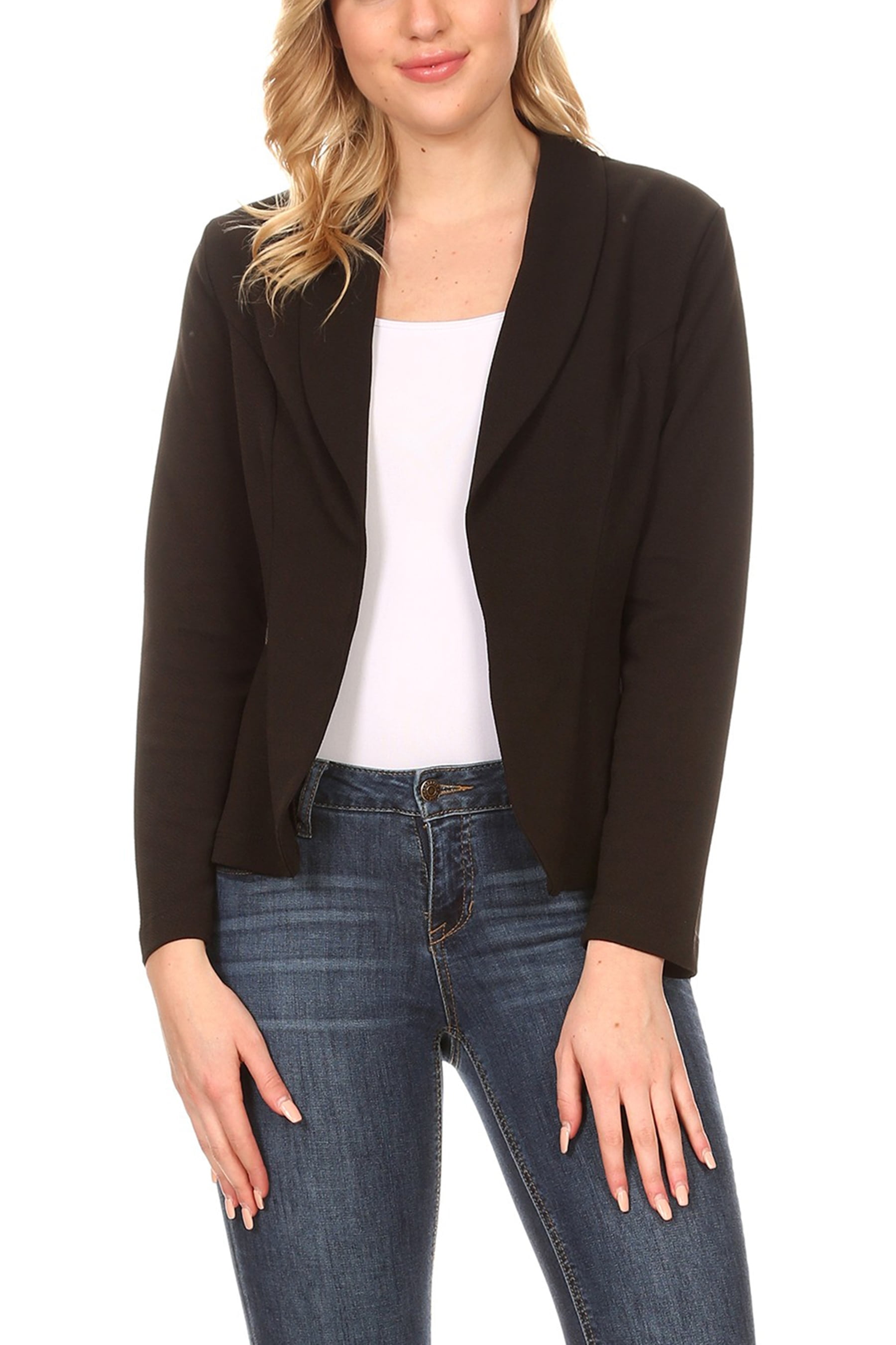 Long Sleeve Fitted Open Blazer Jacket Women's