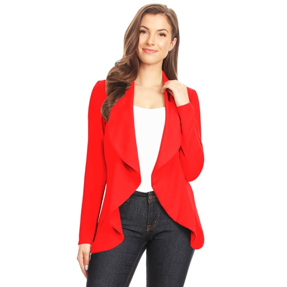 Women's Classic Draped Open Front Blazer Casual Workwear Long Sleeve Jacket