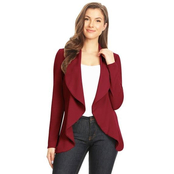 Women's Classic Draped Open Front Blazer Casual Workwear Long Sleeve Jacket