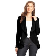 MOA COLLECTION Womens Classic Casual Work Draped Open Front Blazer with Plus Size