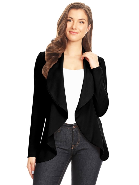 Women's Classic Casual Work Draped Open Front Blazer with Plus Size