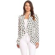 Womens Classic Draped Open Front Blazer Casual Workwear Long Sleeve Jacket Mpol White L