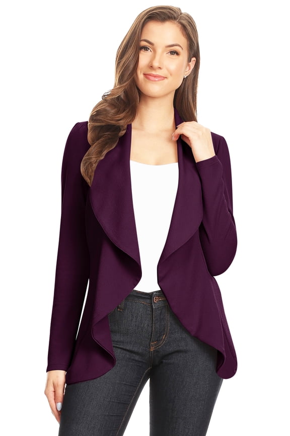 Women's Classic Draped Open Front Blazer Casual Workwear Long Sleeve Jacket