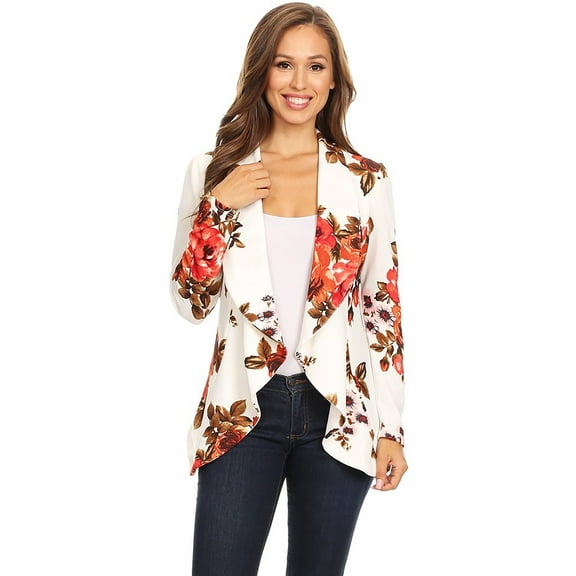 Women's Classic Draped Open Front Blazer Casual Workwear Long Sleeve Jacket