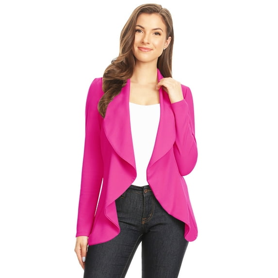 Women's Classic Draped Open Front Blazer Casual Workwear Long Sleeve Jacket