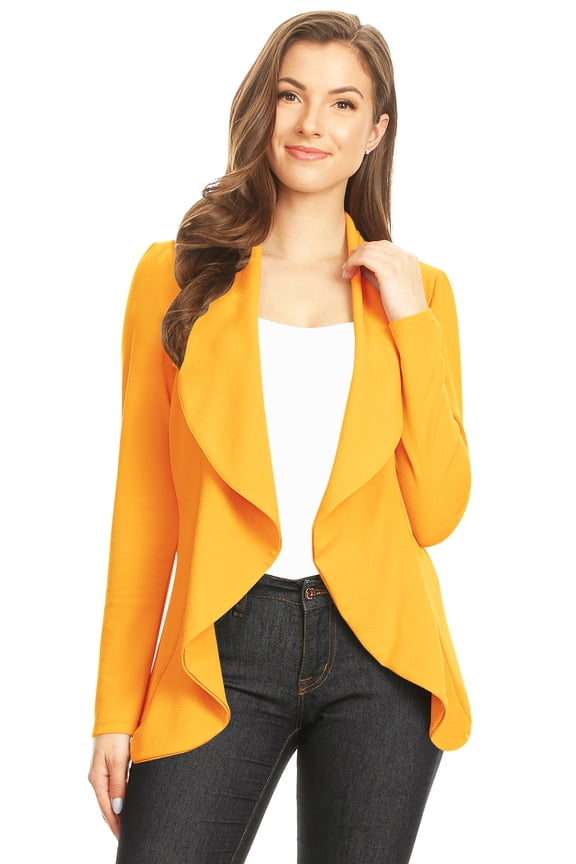 Women's Classic Draped Open Front Blazer Casual Workwear Long Sleeve Jacket