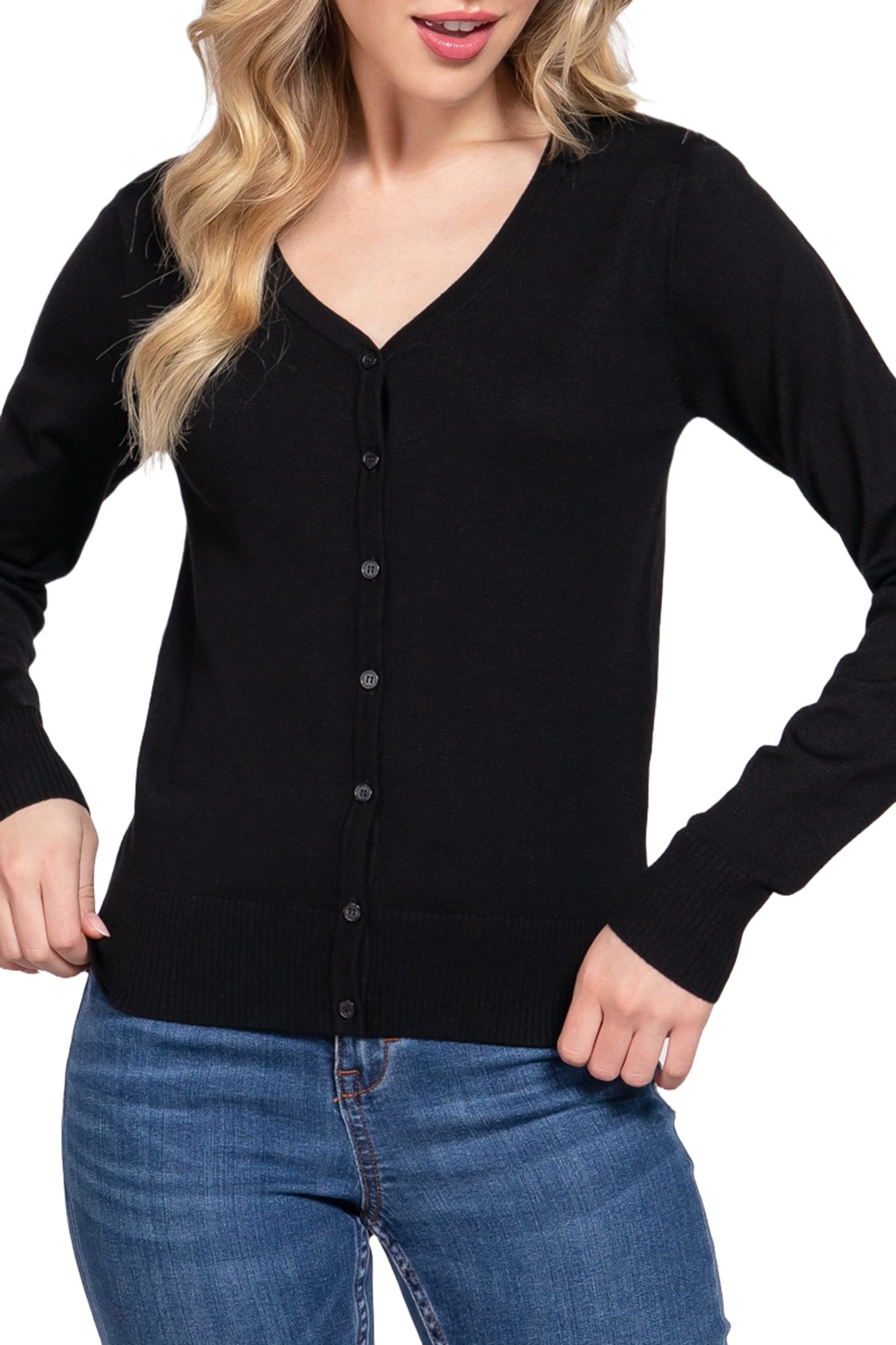 High Neck Button Front Long Sleeve Sweater main image 1