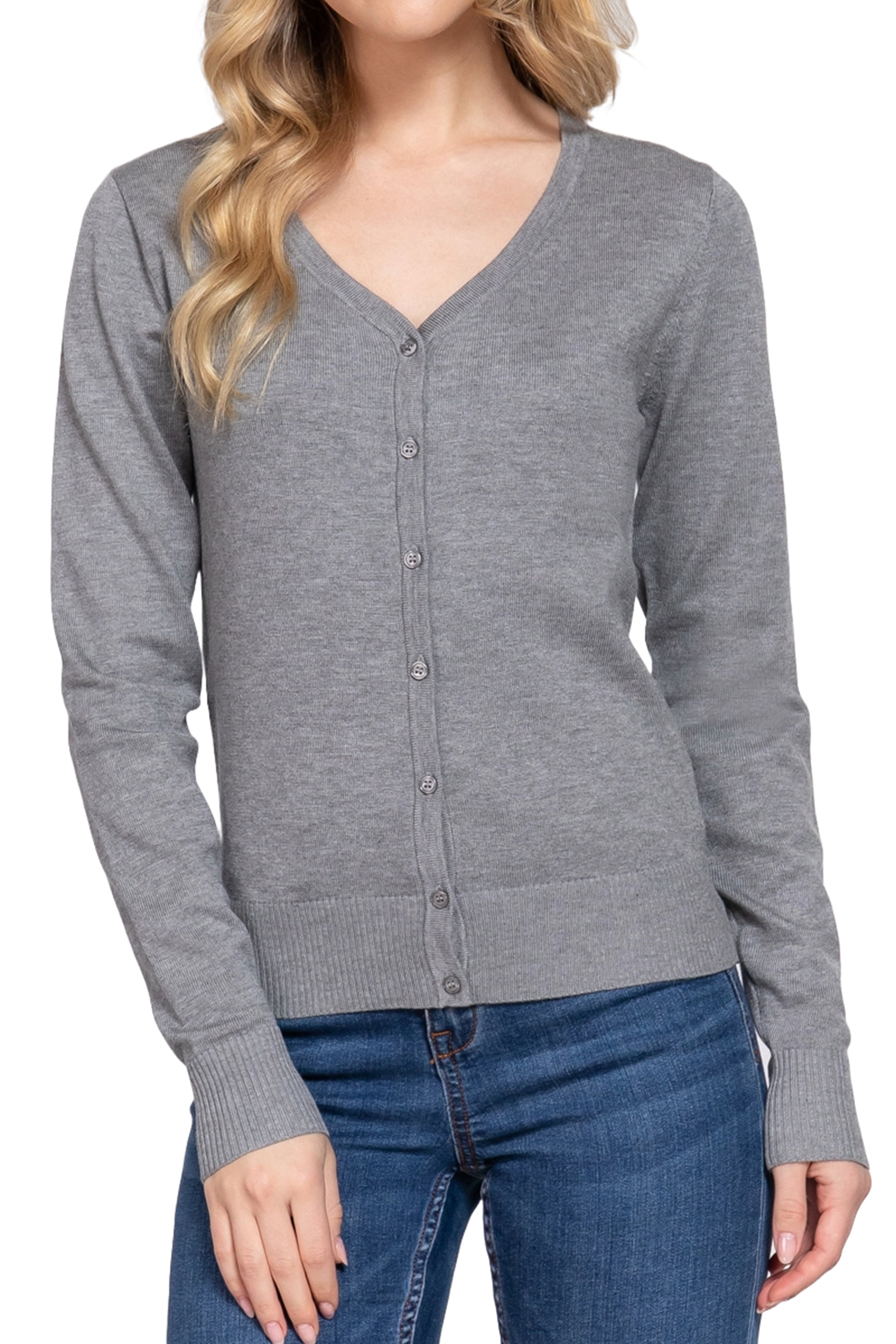 FashionStream Women's Classic Sweater Cardigan, V-Neck, Long Sleeve ...