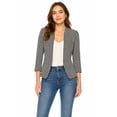 thumbnail image 1 of Women's Collarless Blazer Open Front Sleek 3/4 Sleeves Cardigan, 1 of 6