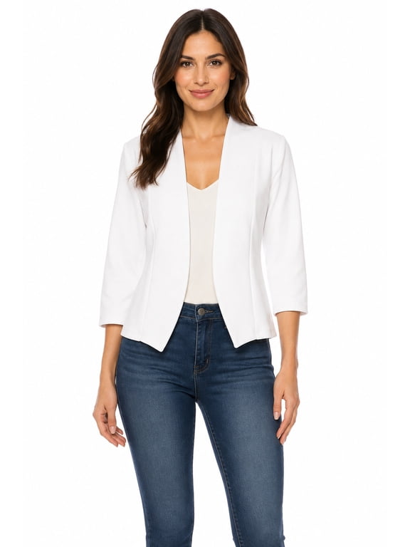 Women's Open Front 3/4 Sleeve Blazer, Lightweight Fashion Jackets (Women's) Fashion Jackets) Jacket)