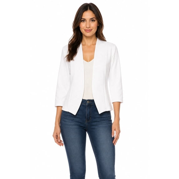 MOA COLLECTION Women's Open Front 3/4 Sleeve Fashion Jackets