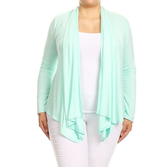 MOA COLLECTION Women's Comfortable Plus Size Cardigan Loose Fit Waist Length XL-3XL