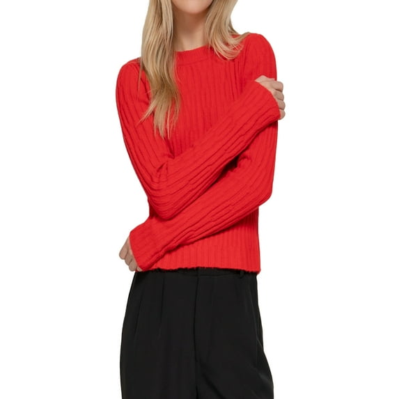 MOA COLLECTION Women's Crew Neck Sweater – Long Sleeve, Irregular Rib Design, Cozy Fit