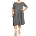 thumbnail image 1 of MOA COLLECTION Women's Plus Oversize Solid Casual Loose Fit Short Sleeve Jersey Knit A-Line Midi Dress, 1 of 5