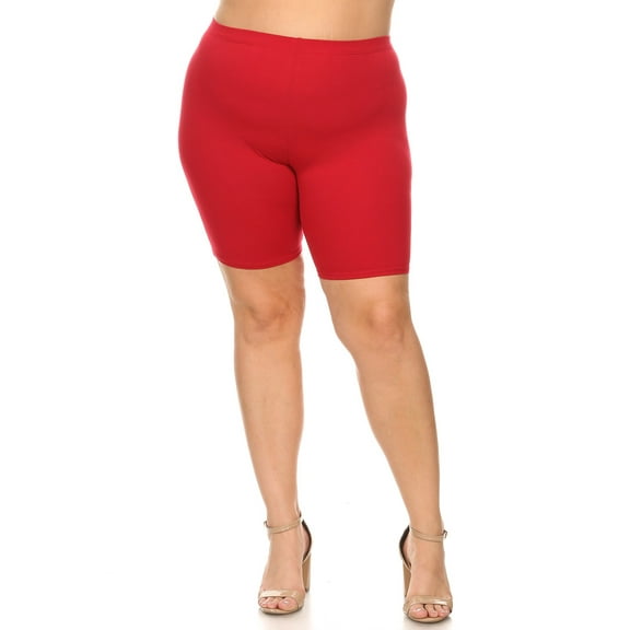 MOA COLLECTION Women's Plus Size Bodycon Stretch Biker Shorts with High Waisted Fit