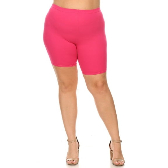 MOA COLLECTION Women's Plus Size Bodycon Stretch Biker Shorts with High Waisted Fit
