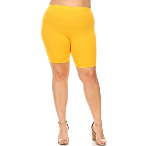 MOA COLLECTION Women's Plus Size Bodycon Stretch Biker Shorts with High Waisted Fit