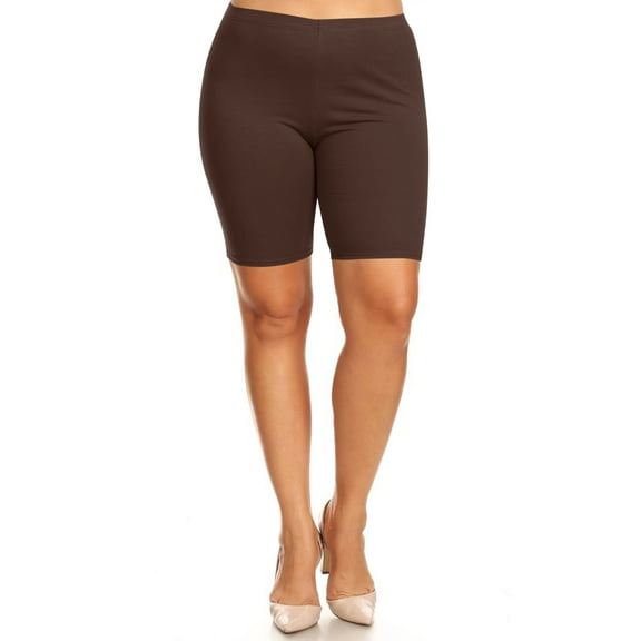 Women's Plus Size Casual Basic Solid Biker Shorts Pants