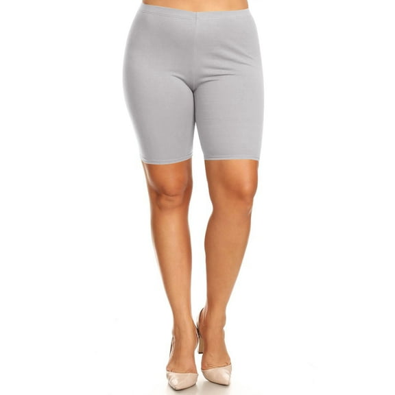 Women's Plus Size Casual Basic Solid Biker Shorts Pants