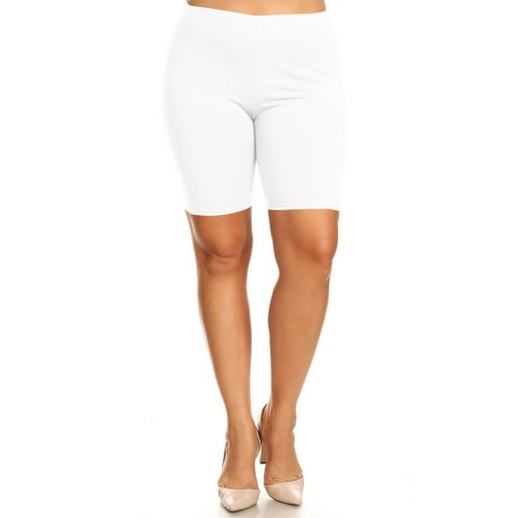 Women's Plus Size Casual Basic Solid Biker Shorts Pants