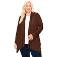 thumbnail image 1 of Women's Plus Size Casual Long Sleeve Draped Open Front Solid Cardigan XL-4XL, 1 of 6