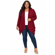MOA COLLECTION Women's Plus Size Casual Long Sleeve Draped Open Front Solid Cardigan XL-4XL