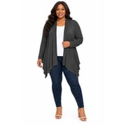 Women's Plus Size Casual Long Sleeve Draped Open Front Solid Cardigan XL-4XL