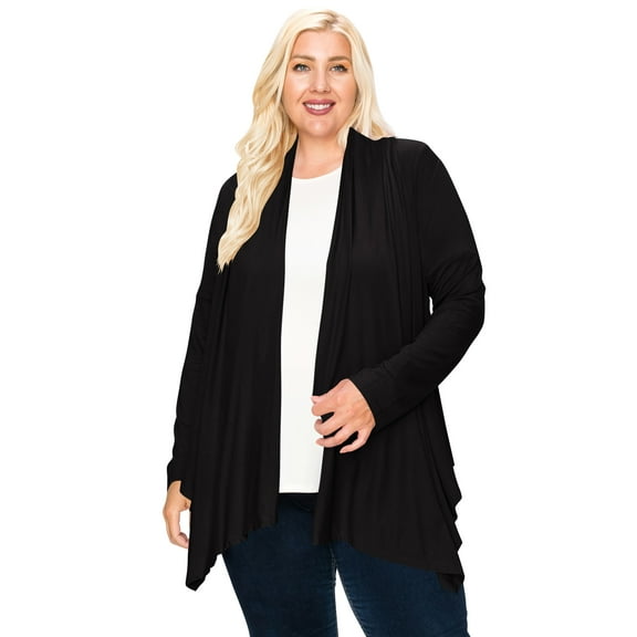 Women's Plus Size Casual Long Sleeve Draped Open Front Solid Cardigan XL-4XL
