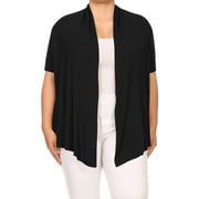 PLUSSIZEHOUSE Women's Plus Size Casual Open Front Short Sleeve Cardigan