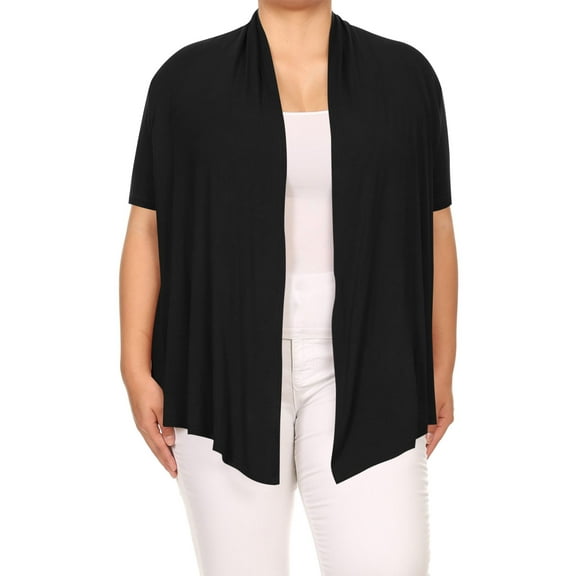 Women's Plus Size Casual  Open Front  Short Sleeve Cardigan
