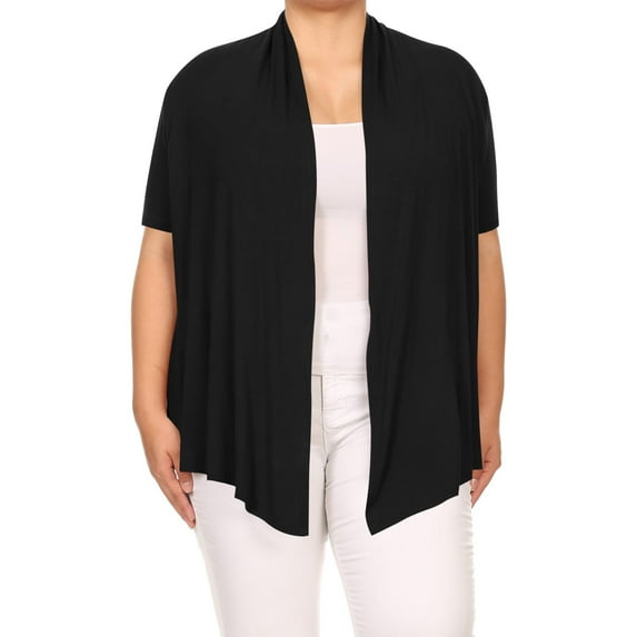 Women's Plus Size Casual Open Front Short Sleeve Cardigan