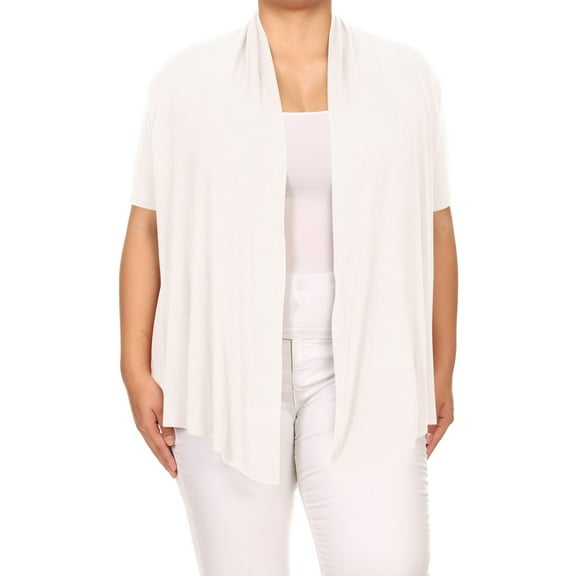 Women's Plus Size Casual  Open Front  Short Sleeve Cardigan