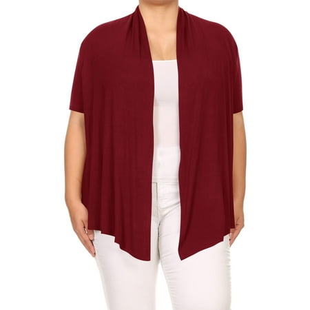 Women's Plus Size Casual Open Front Short Sleeve Cardigan