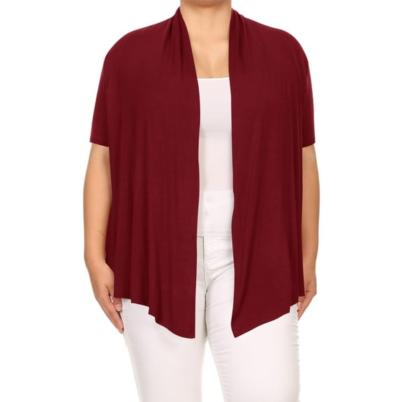 Women's Plus Size Casual Open Front Short Sleeve Cardigan
