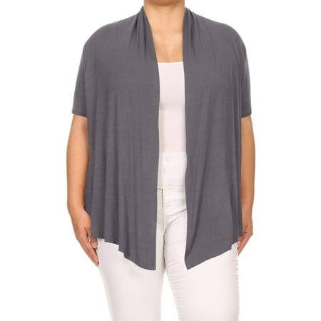 Women's Plus Size Casual Open Front Short Sleeve Cardigan