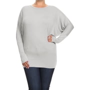 MOA COLLECTION Women's Plus Size Dolman Sleeve T-Shirt   Casual Solid Color Top