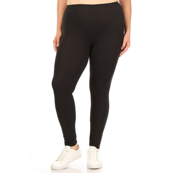 MOA COLLECTION Women's Plus Size Elastic Band Waist Stretch Comfy Workout Leggings Pants