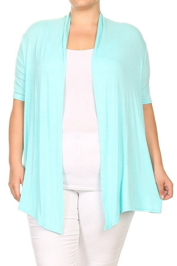 Women's Plus Size Short Sleeve Open Front Cardigan for Everyday Wear