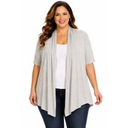 Women's Casual Open Front Short Sleeve Cardigan Lightweight Solid Layering Top