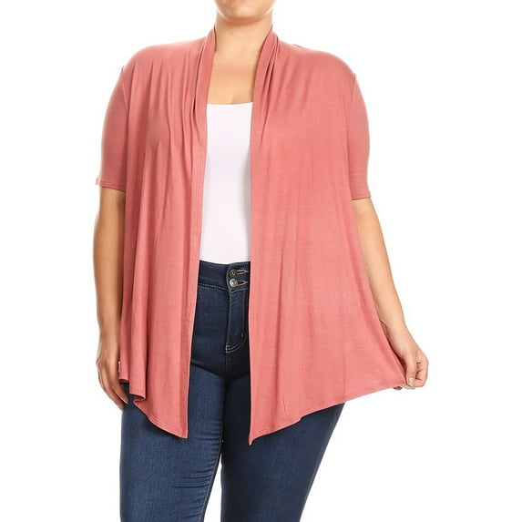 Women's Plus size Casual Open Front Short Sleeve Cardigan